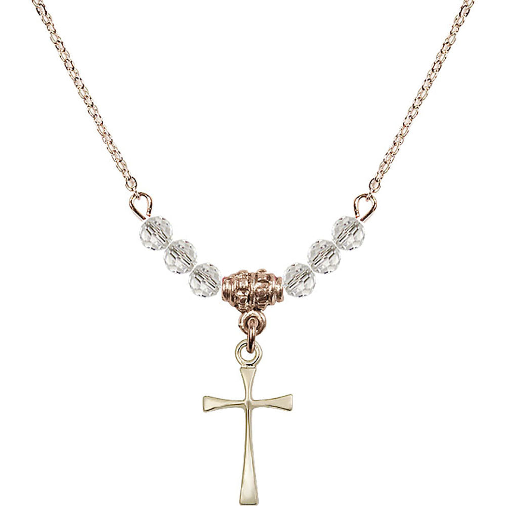 14kt Gold Filled Maltese Cross Birthstone Necklace with Crystal Beads - 1872