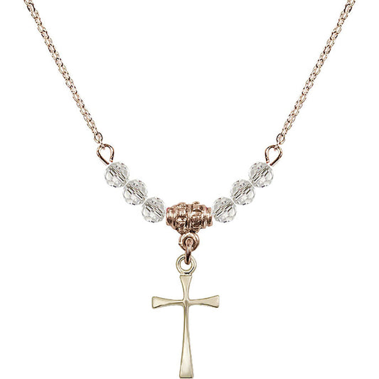 14kt Gold Filled Maltese Cross Birthstone Necklace with Crystal Beads - 1872