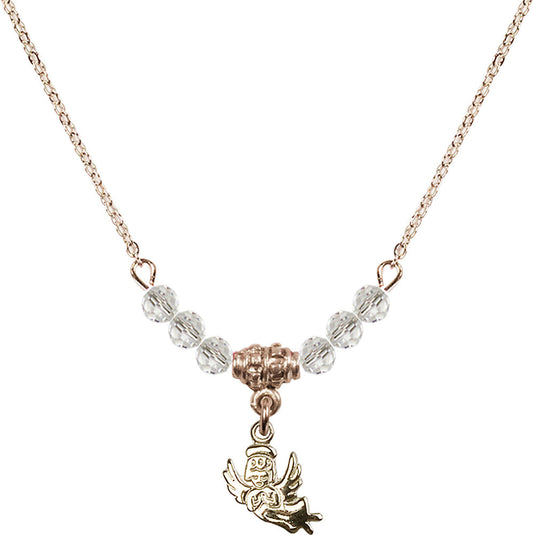 14kt Gold Filled Guardian Angel Birthstone Necklace with Crystal Beads - 2128