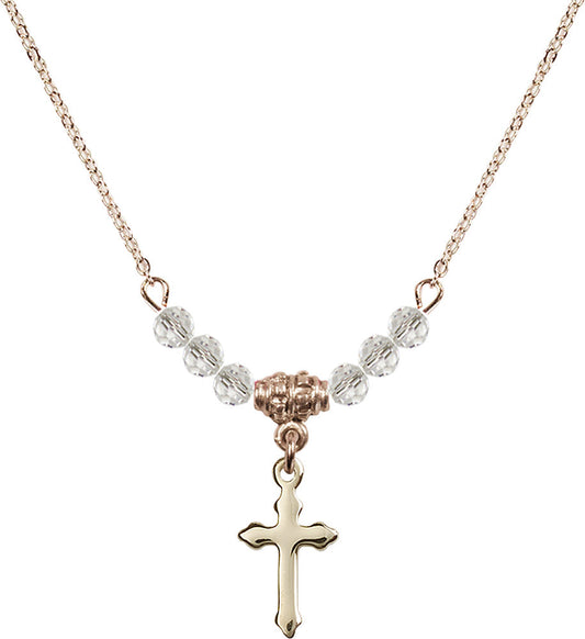 14kt Gold Filled Cross Birthstone Necklace with Crystal Beads - 2528