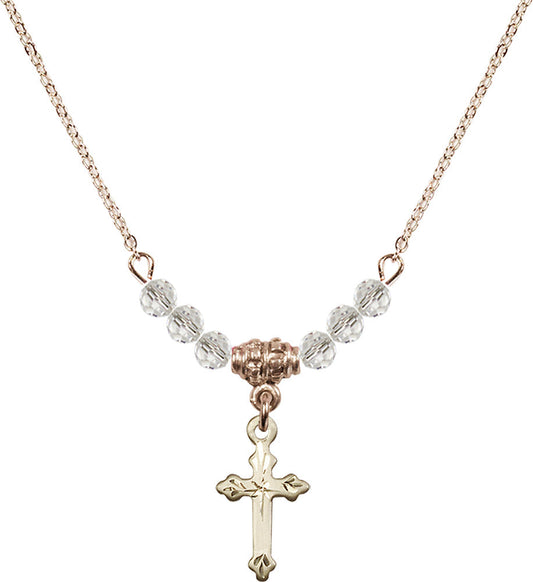 14kt Gold Filled Cross Birthstone Necklace with Crystal Beads - 2531