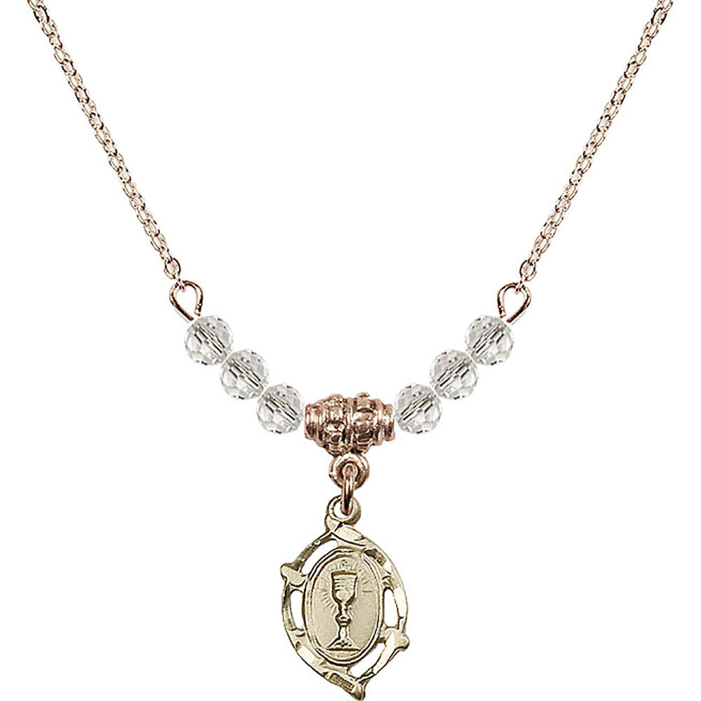 14kt Gold Filled Communion Birthstone Necklace with Crystal Beads - 3019