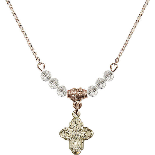 14kt Gold Filled 4-Way Birthstone Necklace with Crystal Beads - 3143