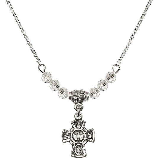 Sterling Silver 5-Way Birthstone Necklace with Crystal Beads - 3145