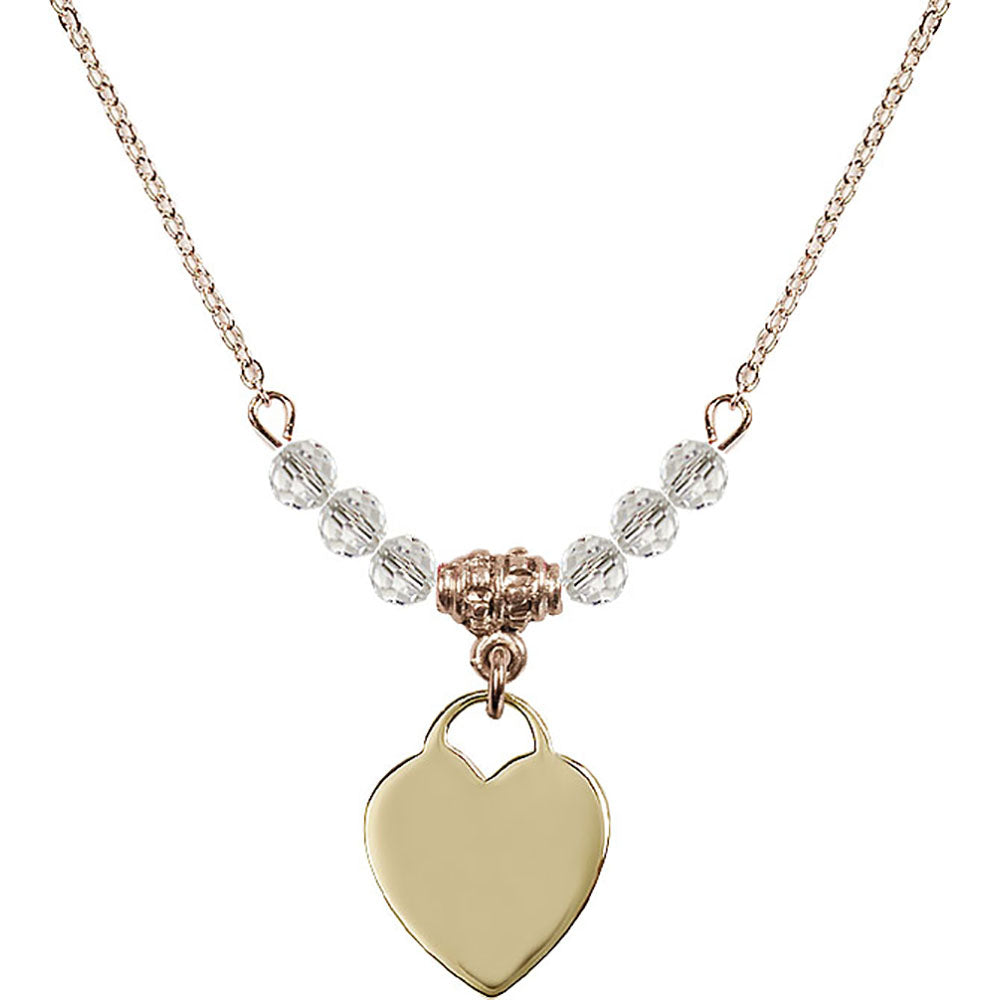14kt Gold Filled Heart Birthstone Necklace with Crystal Beads - 3400