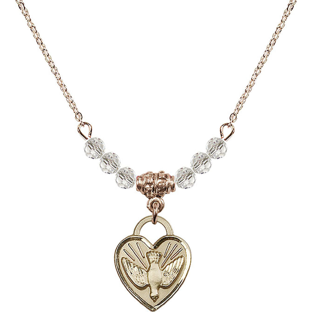 14kt Gold Filled Confirmation Heart Birthstone Necklace with Crystal Beads - 3405