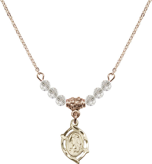 14kt Gold Filled Guardian Angel Birthstone Necklace with Crystal Beads - 4154