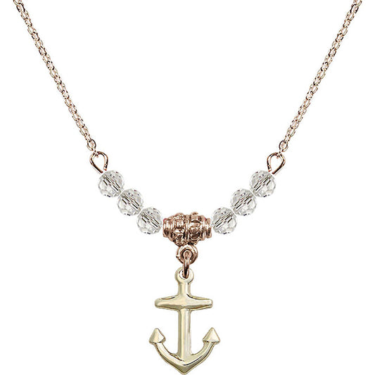 14kt Gold Filled Anchor Birthstone Necklace with Crystal Beads - 4158