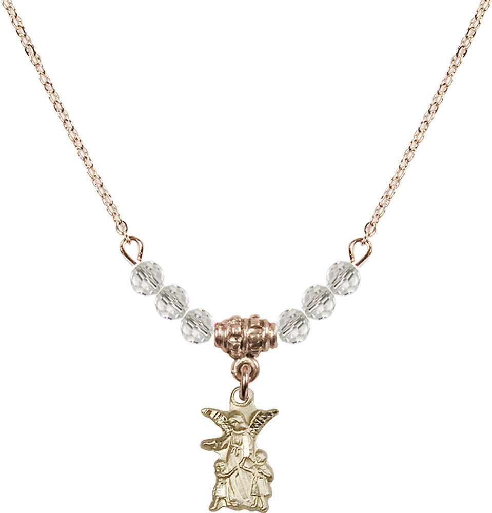14kt Gold Filled Guardian Angel Birthstone Necklace with Crystal Beads - 4253