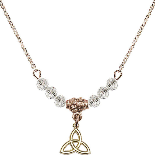 14kt Gold Filled Trinity Irish Knot Birthstone Necklace with Crystal Beads - 5100