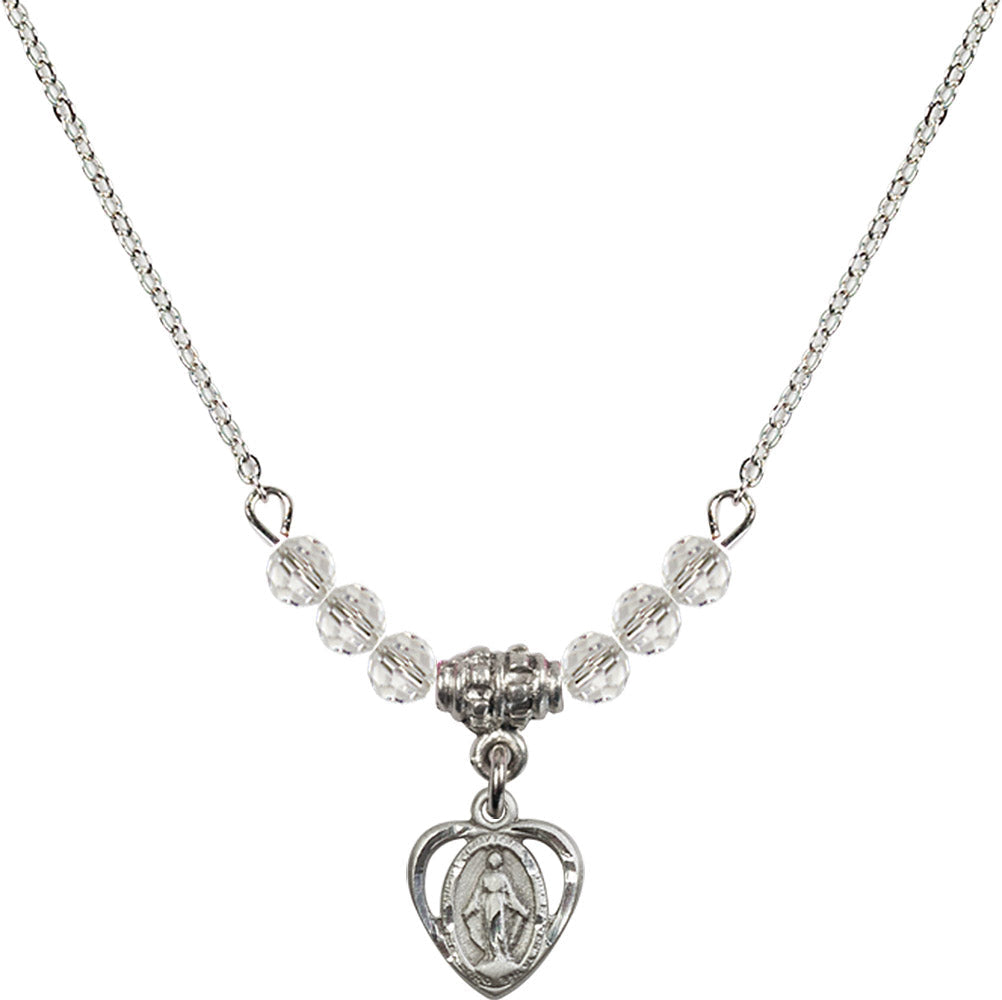 Sterling Silver Miraculous Birthstone Necklace with Crystal Beads - 5401
