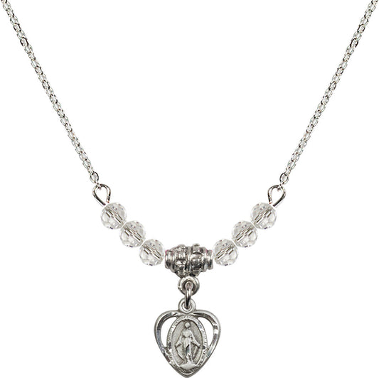 Sterling Silver Miraculous Birthstone Necklace with Crystal Beads - 5401