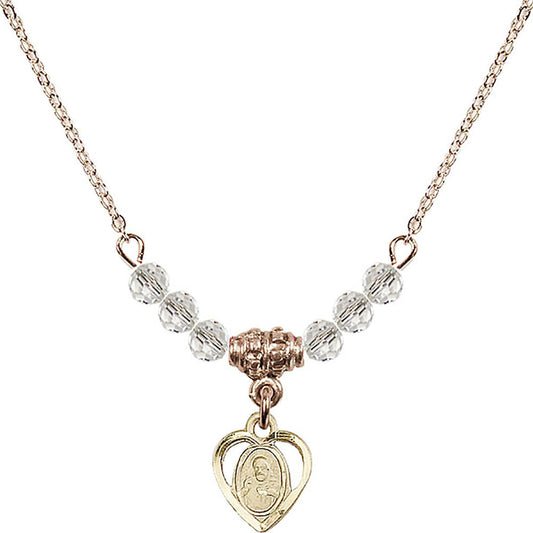 14kt Gold Filled Scapular Birthstone Necklace with Crystal Beads - 5402