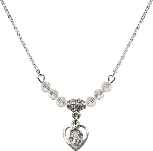 Sterling Silver Guardian Angel Birthstone Necklace with Crystal Beads - 5407