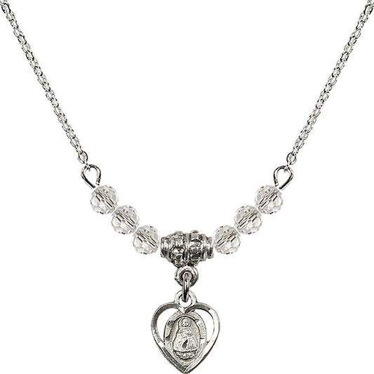 Sterling Silver Infant Birthstone Necklace with Crystal Beads - 5413