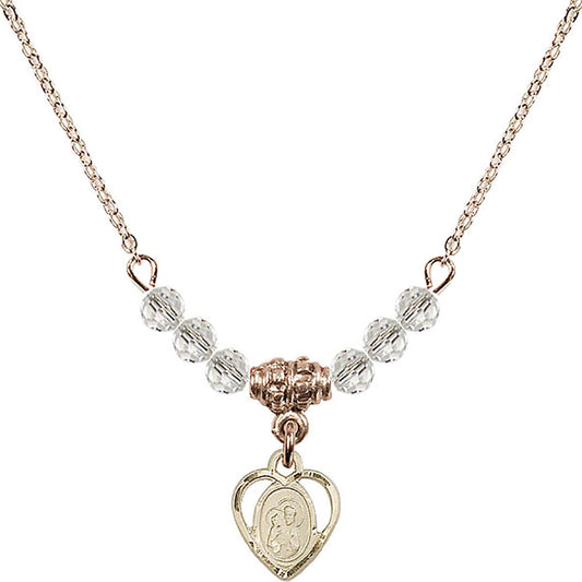 14kt Gold Filled Saint Ann Birthstone Necklace with Crystal Beads - 5414