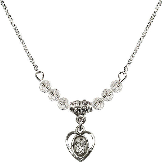 Sterling Silver Saint Ann Birthstone Necklace with Crystal Beads - 5414