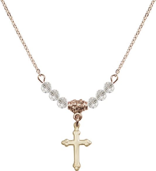 14kt Gold Filled Cross Birthstone Necklace with Crystal Beads - 5415