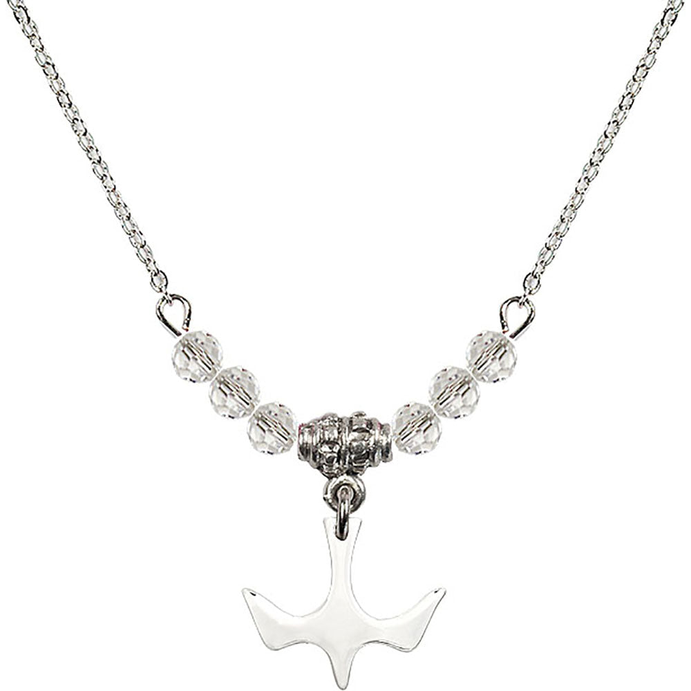 Sterling Silver Holy Spirit Birthstone Necklace with Crystal Beads - 5431