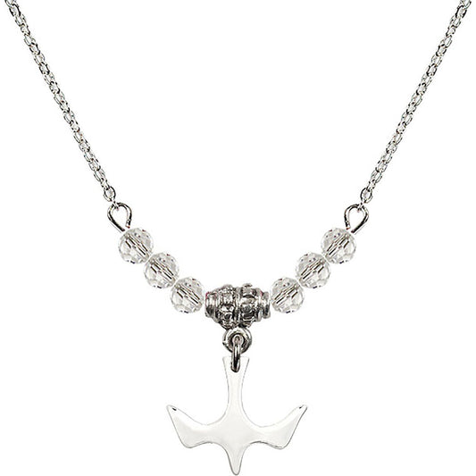 Sterling Silver Holy Spirit Birthstone Necklace with Crystal Beads - 5431
