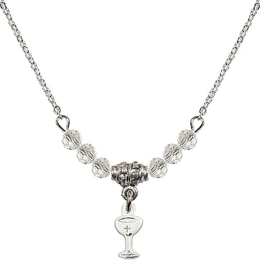 Sterling Silver Chalice Birthstone Necklace with Crystal Beads - 5614