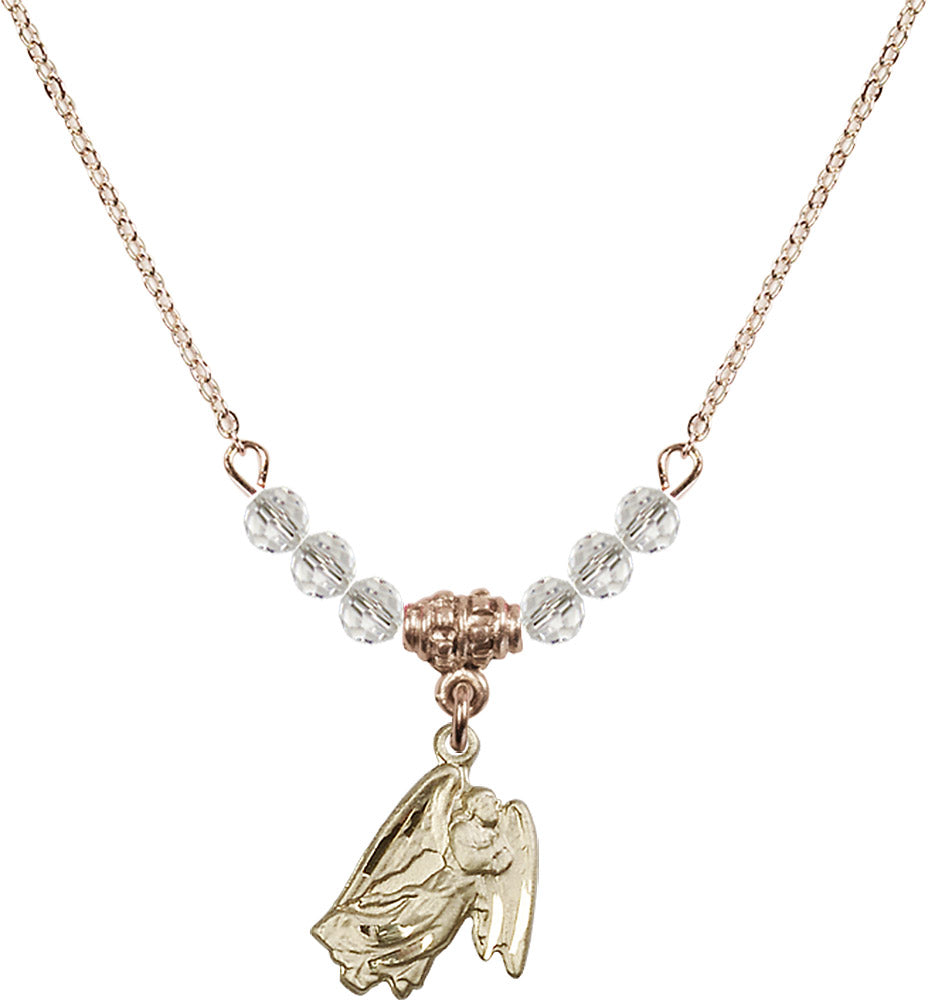 14kt Gold Filled Guardian Angel Birthstone Necklace with Crystal Beads - 5642
