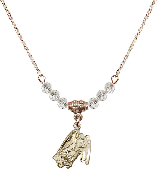 14kt Gold Filled Guardian Angel Birthstone Necklace with Crystal Beads - 5642