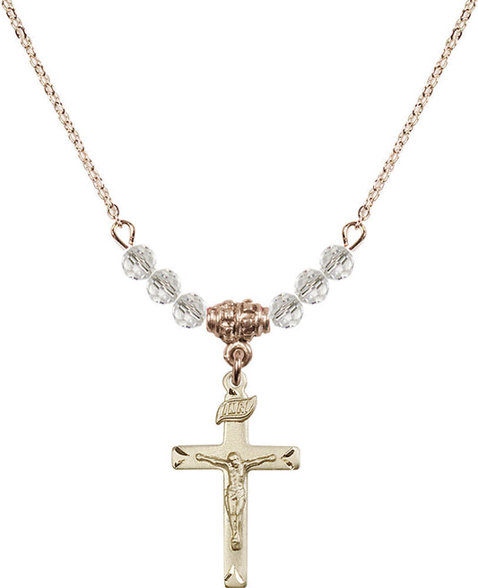 14kt Gold Filled Crucifix Birthstone Necklace with Crystal Beads - 5668