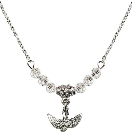 Sterling Silver Holy Spirit Birthstone Necklace with Crystal Beads - 5911