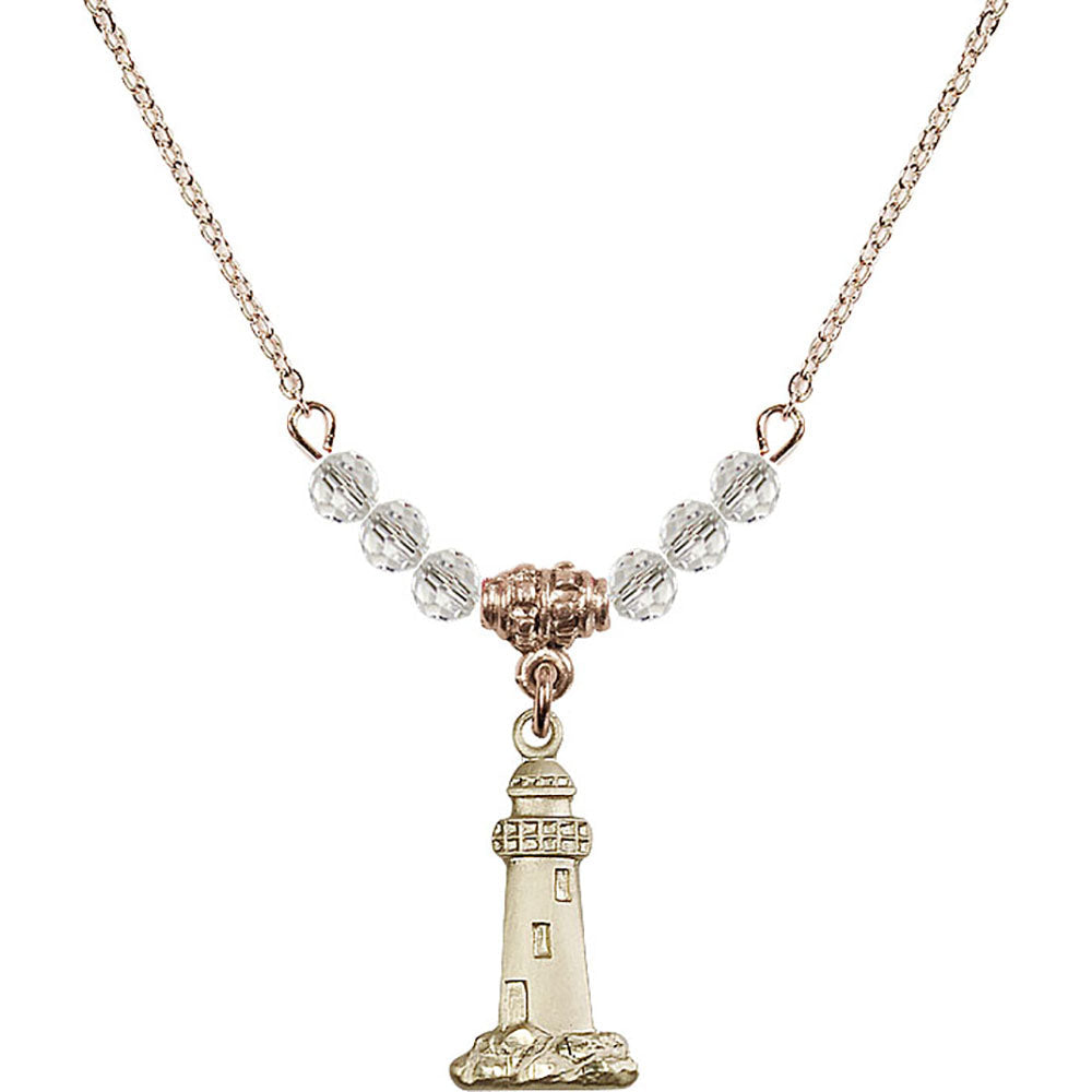 14kt Gold Filled Lighthouse Birthstone Necklace with Crystal Beads - 5922