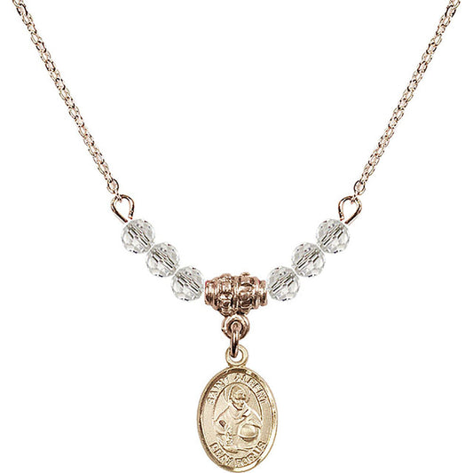 14kt Gold Filled Saint Albert the Great Birthstone Necklace with Crystal Beads - 9001