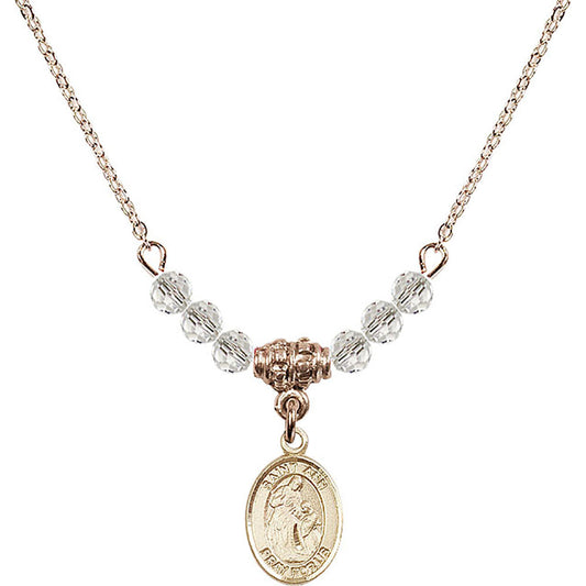 14kt Gold Filled Saint Ann Birthstone Necklace with Crystal Beads - 9002