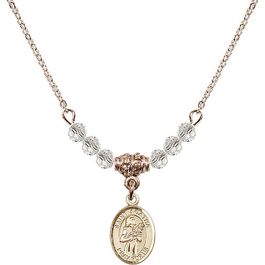 14kt Gold Filled Saint Agatha Birthstone Necklace with Crystal Beads - 9003