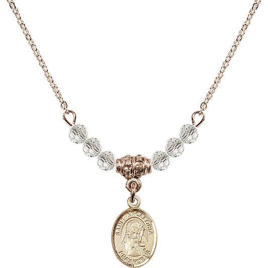 14kt Gold Filled Saint Apollonia Birthstone Necklace with Crystal Beads - 9005