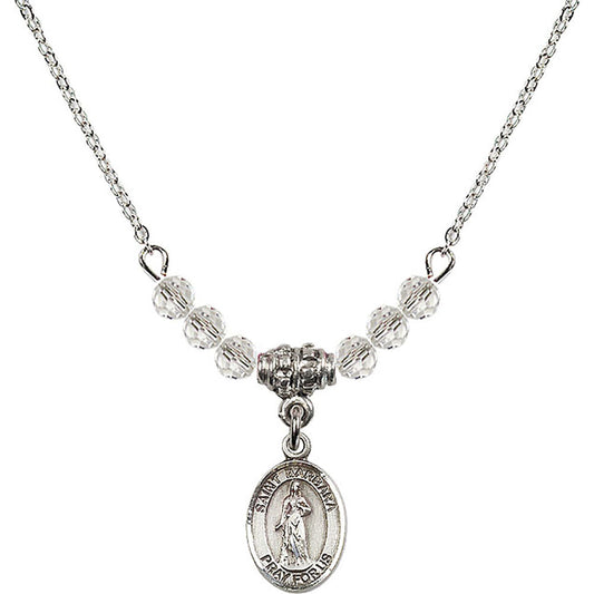 Sterling Silver Saint Barbara Birthstone Necklace with Crystal Beads - 9006