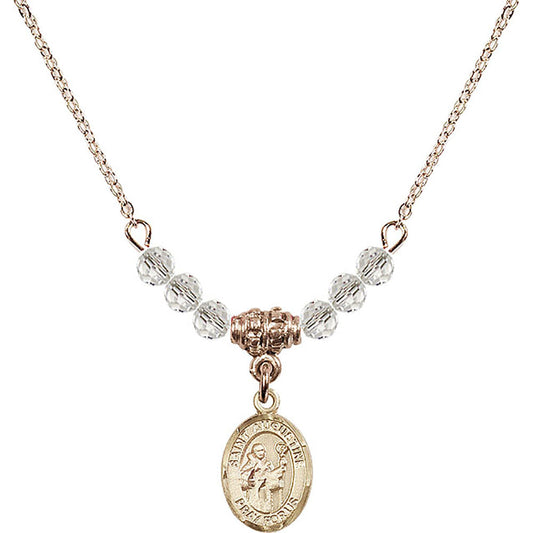 14kt Gold Filled Saint Augustine Birthstone Necklace with Crystal Beads - 9007