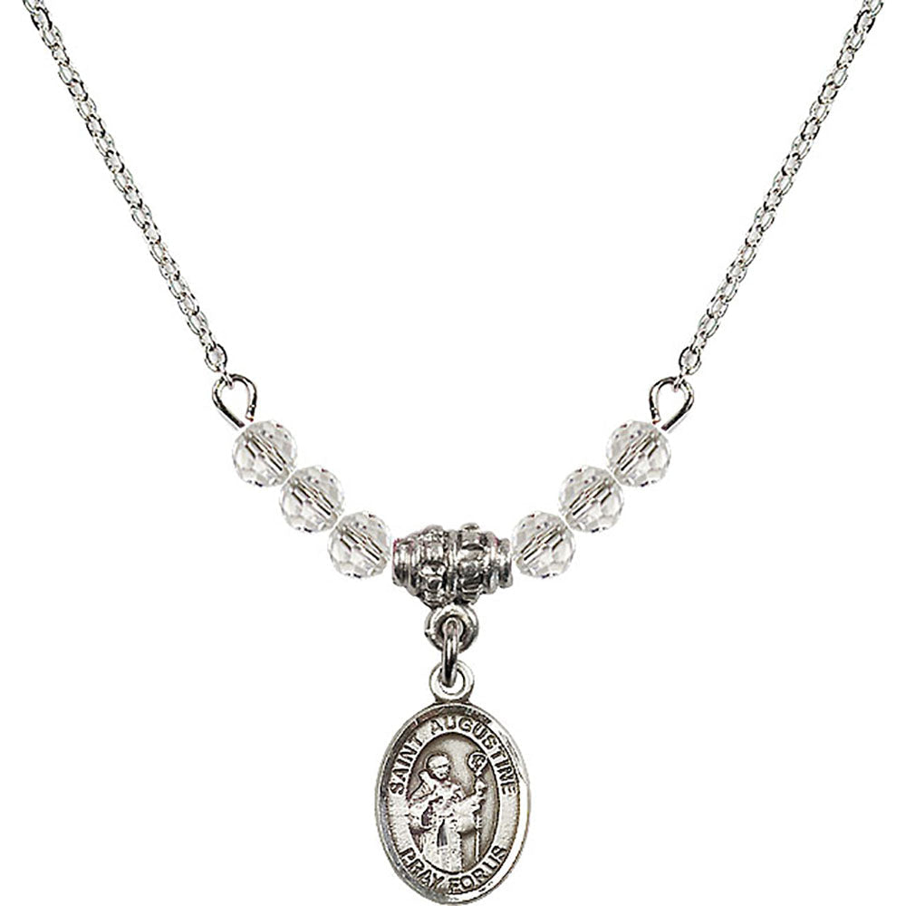 Sterling Silver Saint Augustine Birthstone Necklace with Crystal Beads - 9007