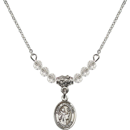Sterling Silver Saint Augustine Birthstone Necklace with Crystal Beads - 9007