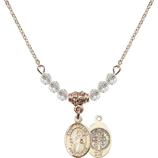 14kt Gold Filled Saint Benedict Birthstone Necklace with Crystal Beads - 9008