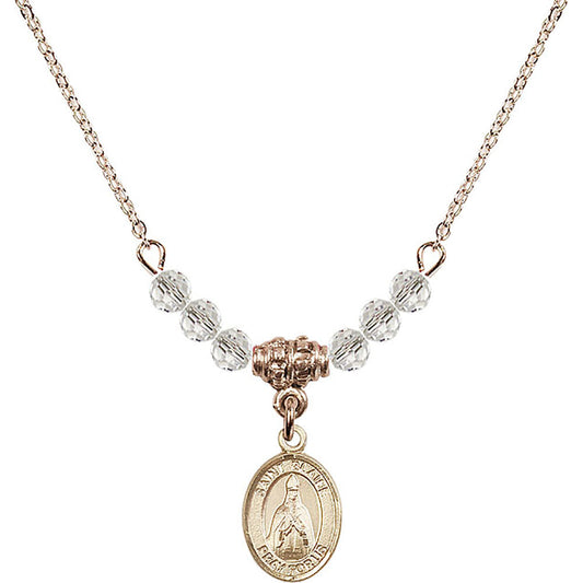 14kt Gold Filled Saint Blaise Birthstone Necklace with Crystal Beads - 9010