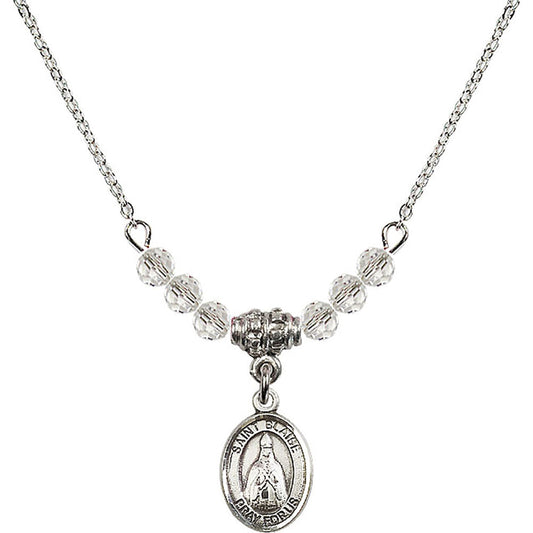 Sterling Silver Saint Blaise Birthstone Necklace with Crystal Beads - 9010