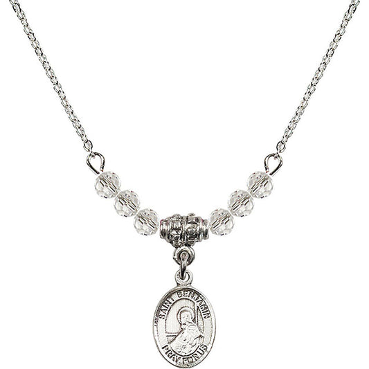 Sterling Silver Saint Benjamin Birthstone Necklace with Crystal Beads - 9013