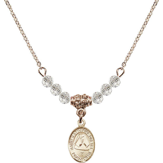 14kt Gold Filled Saint Katharine Drexel Birthstone Necklace with Crystal Beads - 9015