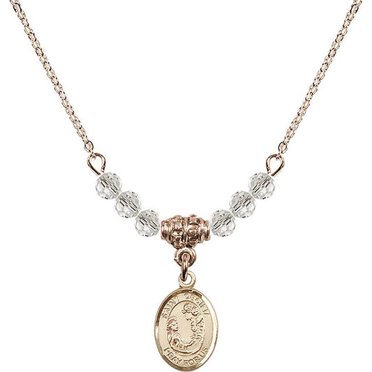 14kt Gold Filled Saint Cecilia Birthstone Necklace with Crystal Beads - 9016