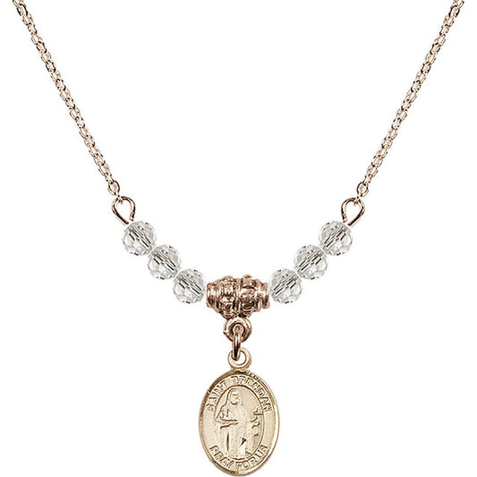 14kt Gold Filled Saint Brendan the Navigator Birthstone Necklace with Crystal Beads - 9018
