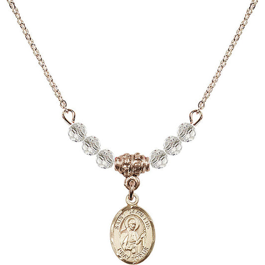 14kt Gold Filled Saint Camillus of Lellis Birthstone Necklace with Crystal Beads - 9019