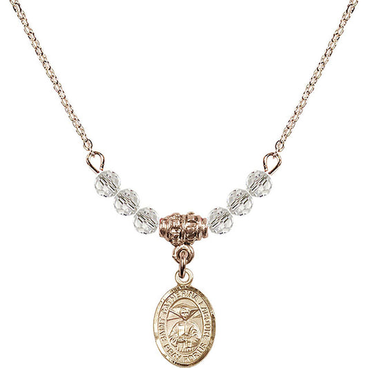 14kt Gold Filled Saint Catherine Laboure Birthstone Necklace with Crystal Beads - 9021