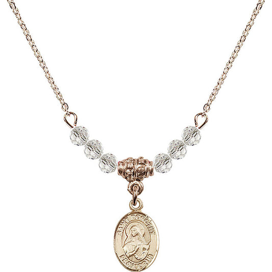 14kt Gold Filled Saint Dorothy Birthstone Necklace with Crystal Beads - 9023