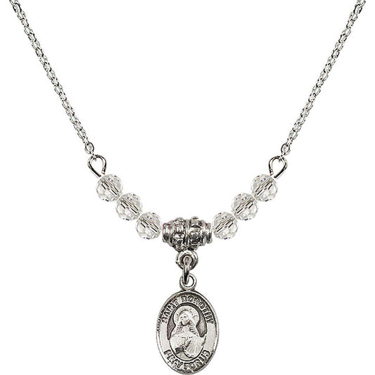 Sterling Silver Saint Dorothy Birthstone Necklace with Crystal Beads - 9023
