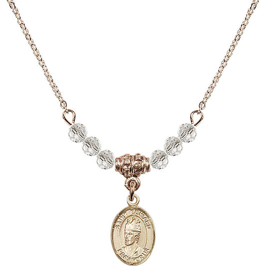 14kt Gold Filled Saint Edward the Confessor Birthstone Necklace with Crystal Beads - 9026